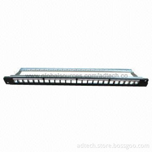 Blank Patch Panel, 24-port for Cat5e/Cat6 FTP Keystone Jack 19-inch Rack Mount